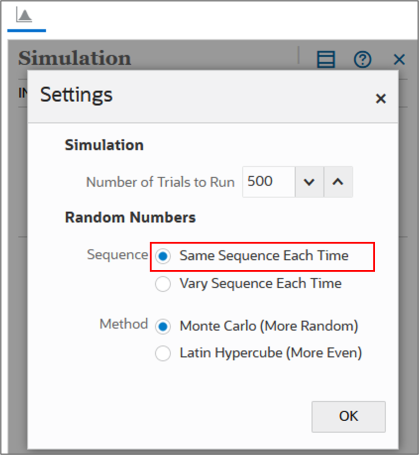 Setting sequence options
